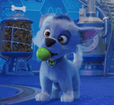 Purple White Puppy Playing With Green Ball GIF