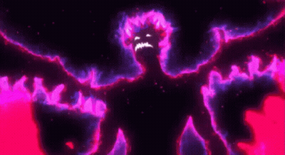 Purple Winged Demon Silhouette Surrounded By Purple Flames GIF