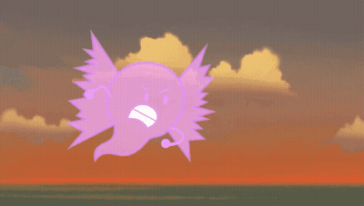 Purple Winged Object Flying Beside White Object GIF