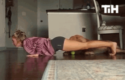 Push Up Woman Dog Exercise GIF