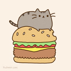 Pusheen Cat Burger Topping GIF