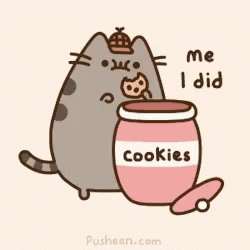 Pusheen Cat Eating Cookie