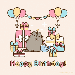Pusheen Cat Happy Birthday Animation GIF
