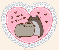 Pusheen Cat I Love You Pink Heart GIF