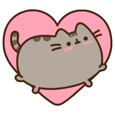 Gato Pusheen recostado en corazón rosa Sticker