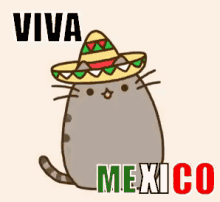 Pusheen Cat Sticker Viva Mexico Greeting