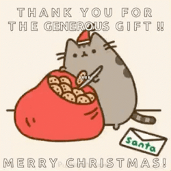 Pusheen Cat Thank You And Merry Christmas GIF