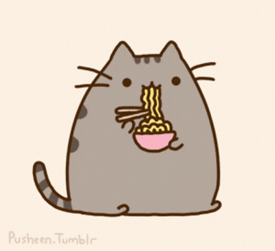 Pusheen Tumblr Cat Eating Noodles GIF