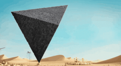Pyramid Floating Over Desert GIF