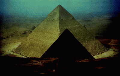 Pyramid In Desert With Blue Sky GIF