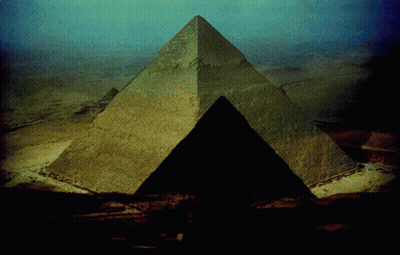 Pyramid In Desert With Blue Sky GIF