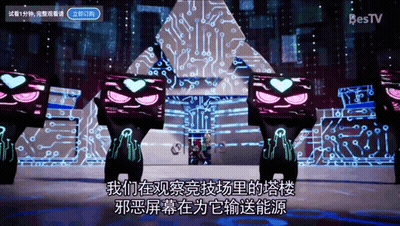 Pyramid Screen With Chinese Characters And Bestv GIF
