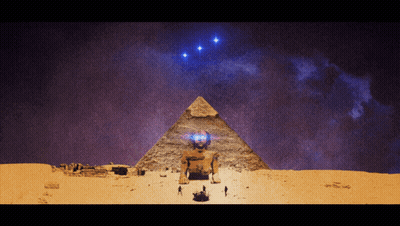 Pyramid With Sphinx And Stars GIF