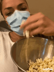 Quarantine Mask Eating Popcorn