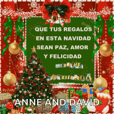 Que Tus Regalos En Esta Navidad Sean Paz Amor Y Felicidad Anne And David Christmas Card GIF