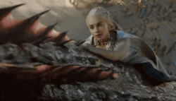 Queen Daenerys Holding Tight With Drogon Flying  GIF