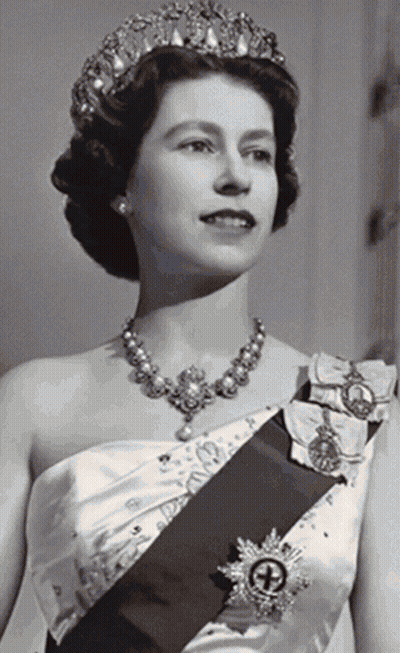 Queen Elizabeth Wearing Tiara And Necklace GIF