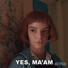 Queen's Gambit Beth Harmon Yes Ma'am GIF