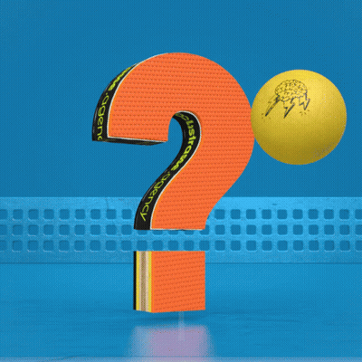 Question Mark On Ping Pong Table With Yellow Ball GIF