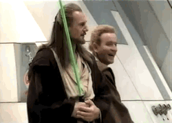 Qui-gon Jinn And Obi Wan Laughing