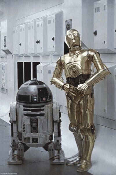 R2D2 And C3P0 Standing Together GIF