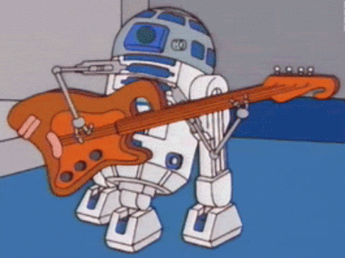 R2d2 Is Playing A Guitar In A Cartoon GIF