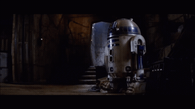 R2D2 Robot In Dark Room GIF