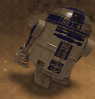 R2D2 Robot Standing In Dirt GIF