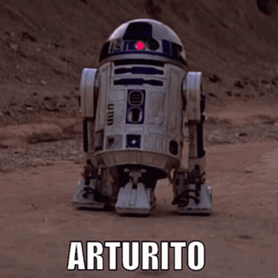 R2D2 Standing In Dirt With Arturito GIF