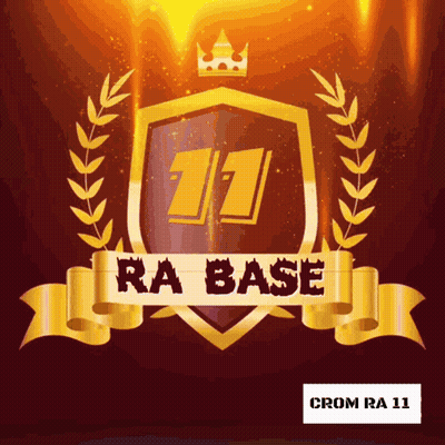 RA Base Logo With Crown And Laurel Wreath On Red GIF