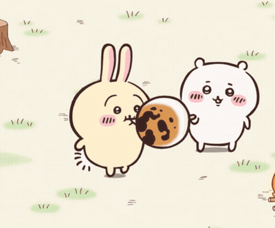 Rabbit And Bear Holding Cookie GIF