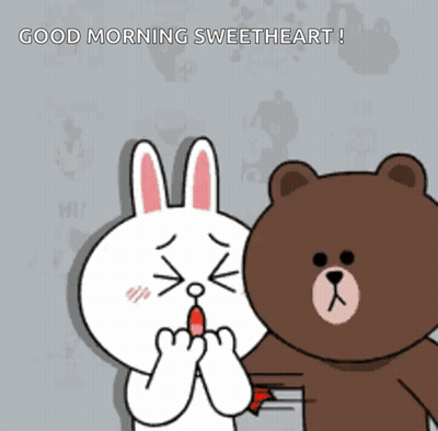 Rabbit And Bear Saying Good Morning GIF