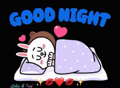 Rabbit And Bear Sleeping Under Blanket Saying Good Night GIF