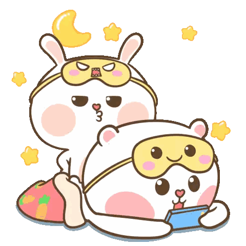 Rabbit And Bear Wearing Sleep Masks Noon Sticker