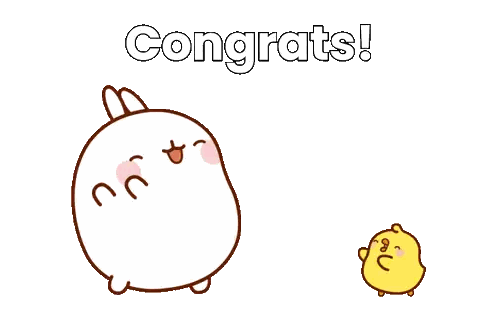 Rabbit And Chick With Congrats Sticker