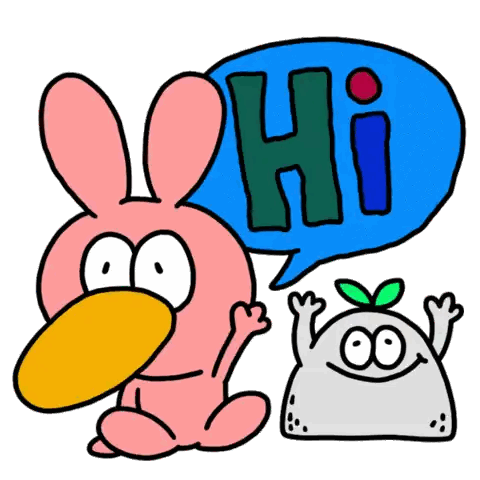 Rabbit And Monster Saying Hi Sticker