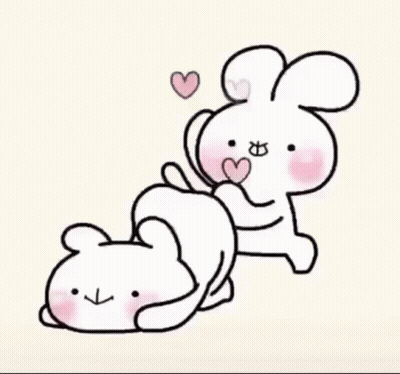 Rabbit And Teddy Bear With Hearts GIF