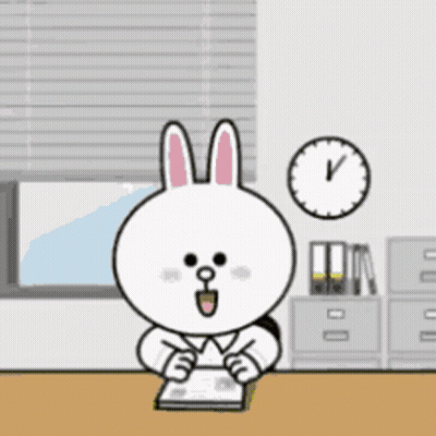 Rabbit At Desk Saying It's Lunch Time GIF