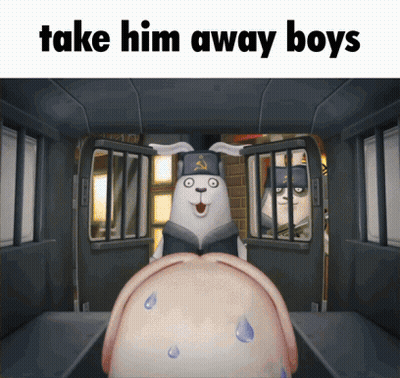 Rabbit Behind Bars Take Him Away Boys GIF