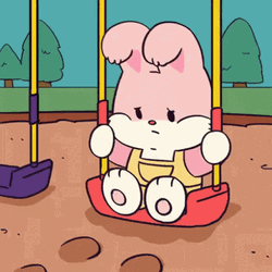 Rabbit Character Playing Alone Showing Sadness GIF