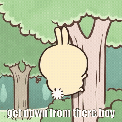 Rabbit Climbing Tree Saying Get Down From There Boy GIF