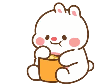 Rabbit Eating Chips From Orange Cup Sticker