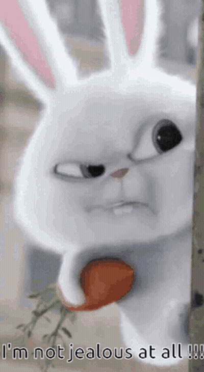 Rabbit Holding Carrot Says I'm Not Jealous GIF