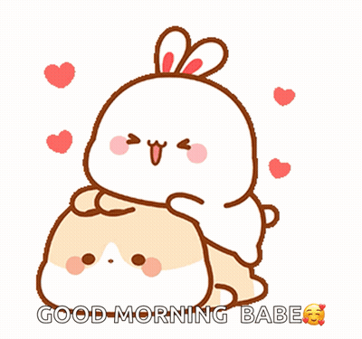 Rabbit Holding Cell Phone Saying Good Morning Babe GIF