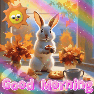 Rabbit Holding Coffee Good Morning GIF