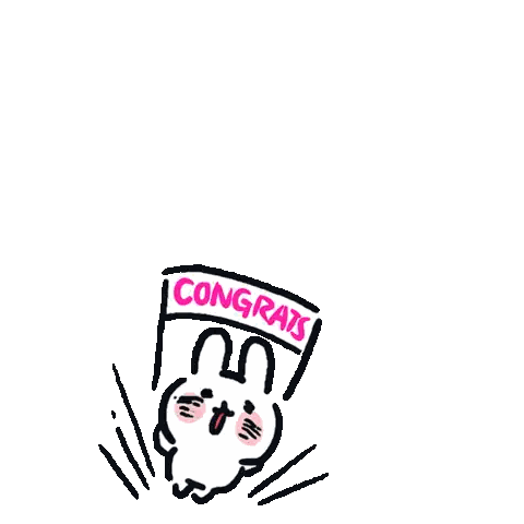 Rabbit Holding Congratulation Sign Sticker
