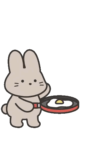 Rabbit Holding Frying Pan Egg Flying Sticker