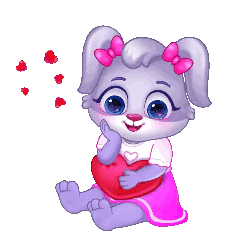 Rabbit Holding Red Heart Sticker