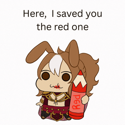 Rabbit Holding Red Pencil Saying Here I Saved You The Red One GIF