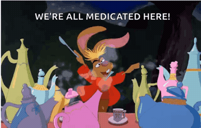Rabbit Holding Spoon We're All Medicated Here GIF